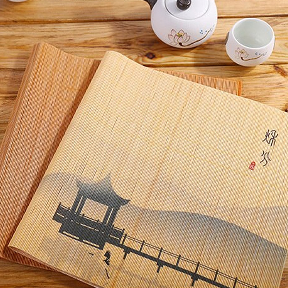 Bamboo Bridge In Sunset Tea Ceremony Mat