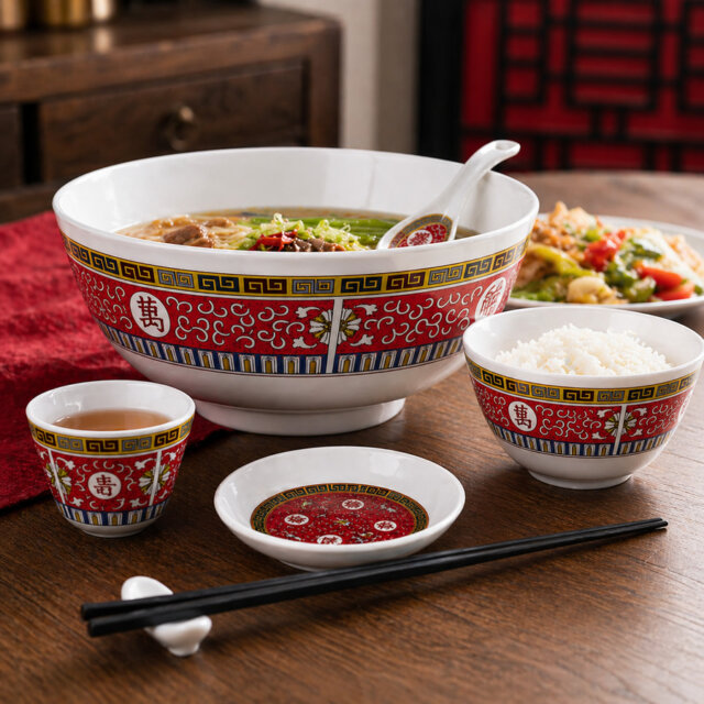 Shòu Longevity Melamine Dinnerware Set