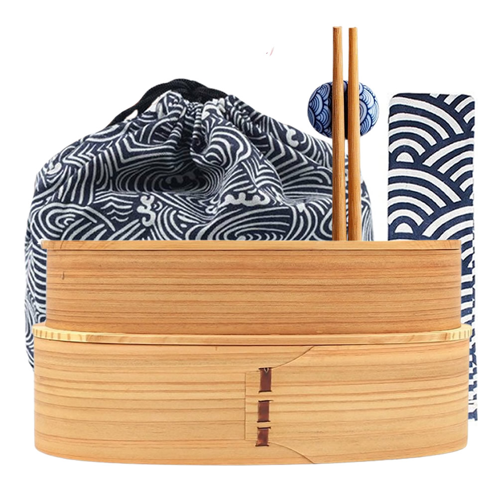 Double-Layer Willow Wood Bento Box Set