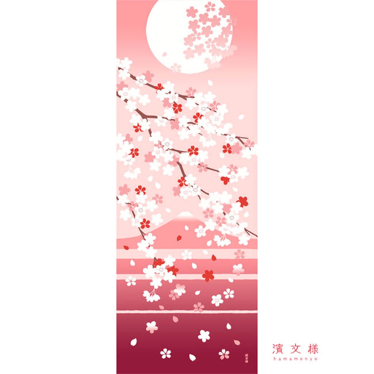 HAMAMONYO Picture Tenugui 'Mt.Fuji in Sakura Petals