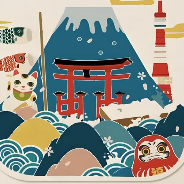 Lucky Daruma by Mount Fuji Apron