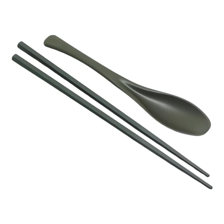 Hexagon Black Chopstick &Amp; Spoon Set