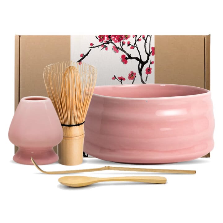 Salmon Pink Matcha Tea Set &Amp; Accessories