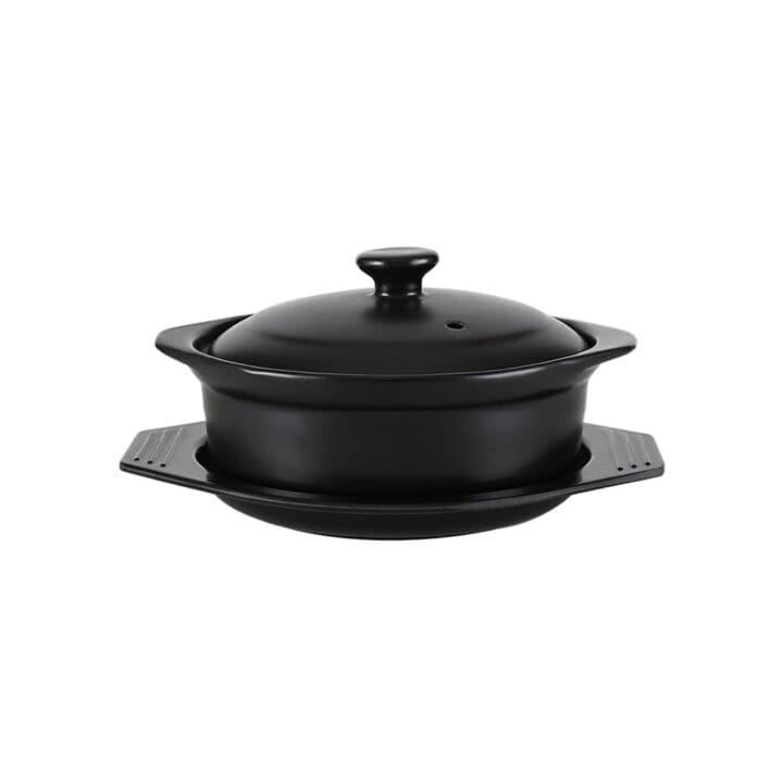 Deep Clay Korean Casserole Pot &Amp; Tray