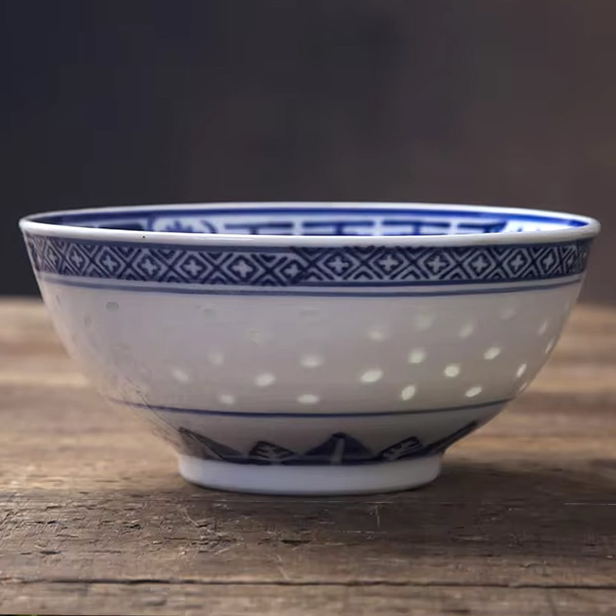 Jingdezhen Blue Chinese Dragon Bowl Close Up Jingdezhen Blue Chinese Dragon Bowl Close Up