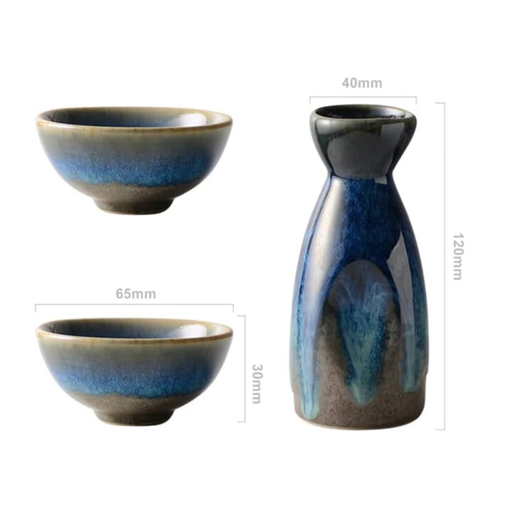 Seiran Tokkuri &Amp; Ochoko Sake Set Dimensions