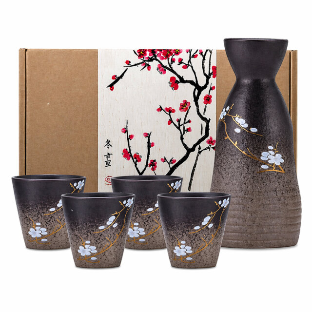 Vintage Cherry Blossom Sake Set