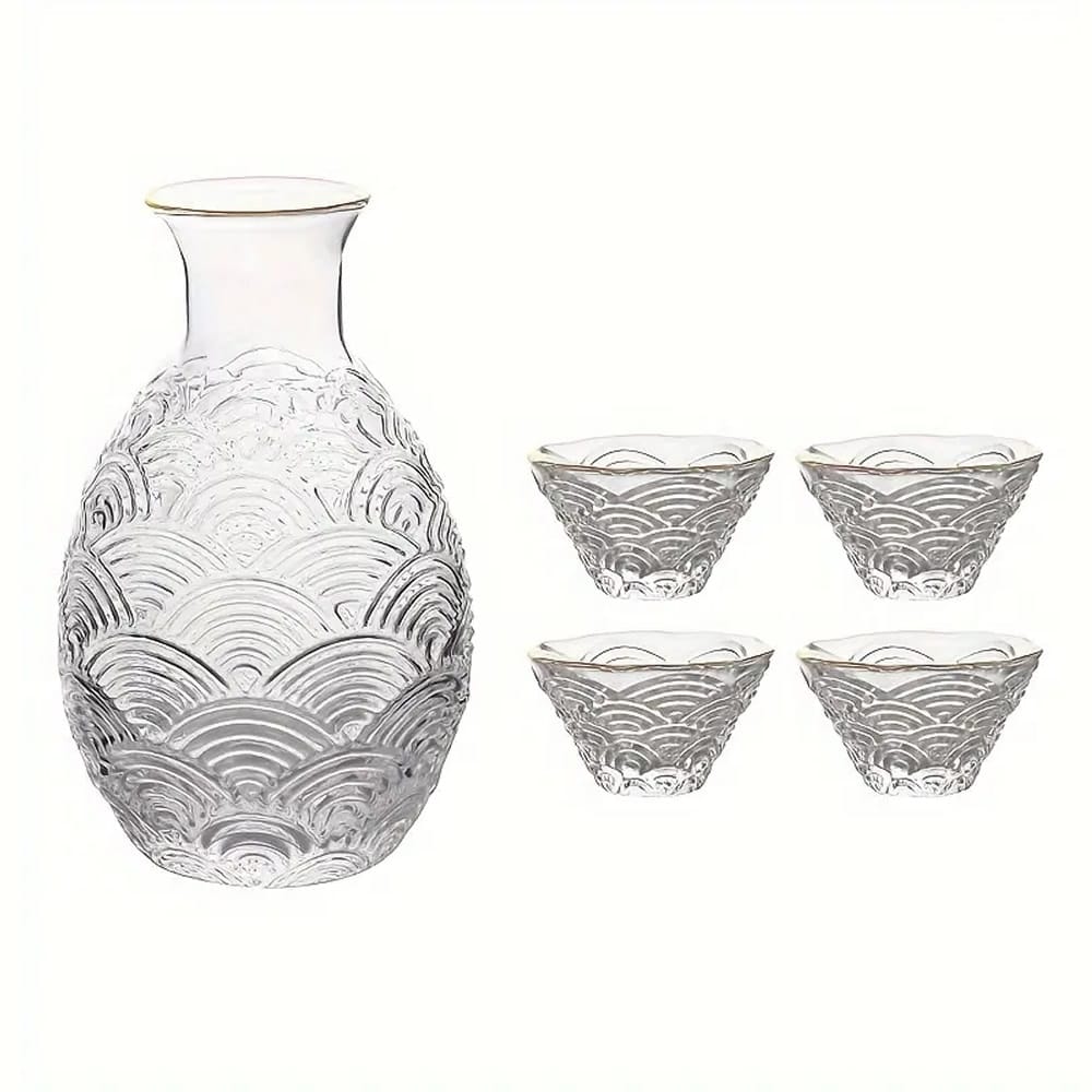 Great Wave Glass Matcha Tea Set 4