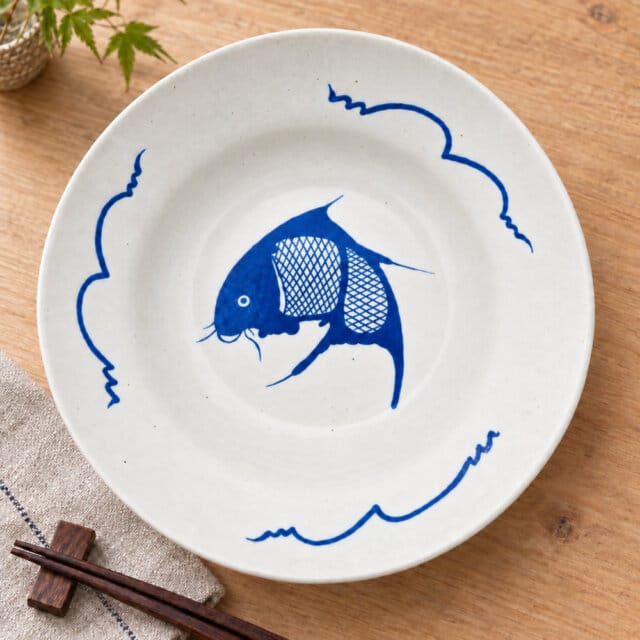 Blue Koi Fish Deep Dish