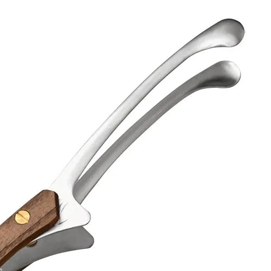 Silver Stainless Steel Bbq Tongs & Wooden Handle