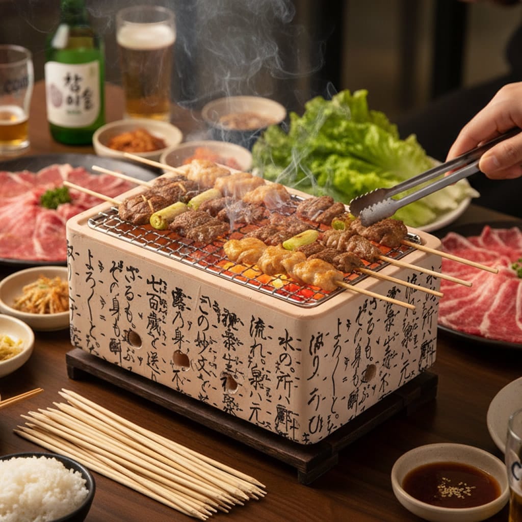 Charcoal Hibachi Grill & Skewers