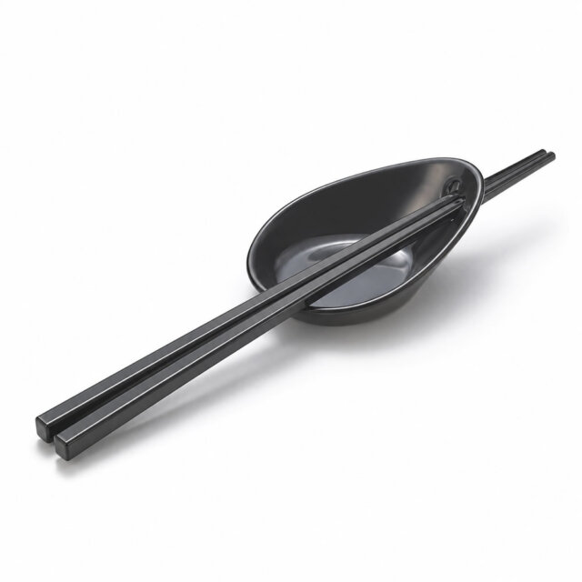 Black Sauce Dish, Chopstick & Rest Set