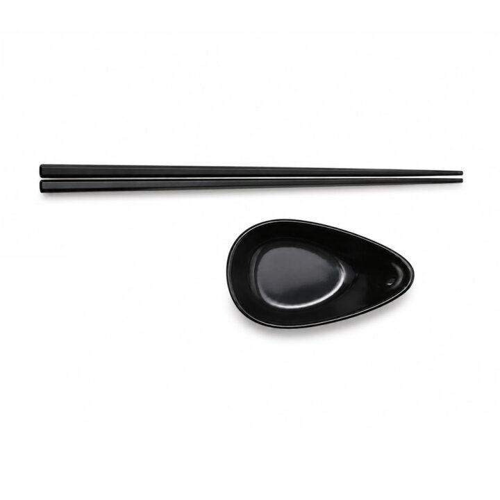 Black Sauce Dish, Chopstick &Amp; Rest Set Black Sauce Dish, Chopstick &Amp; Rest Set