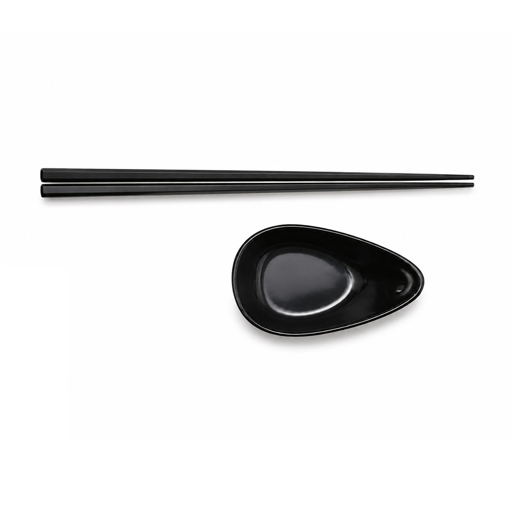 Black Sauce Dish, Chopstick & Rest Set Black Sauce Dish, Chopstick & Rest Set