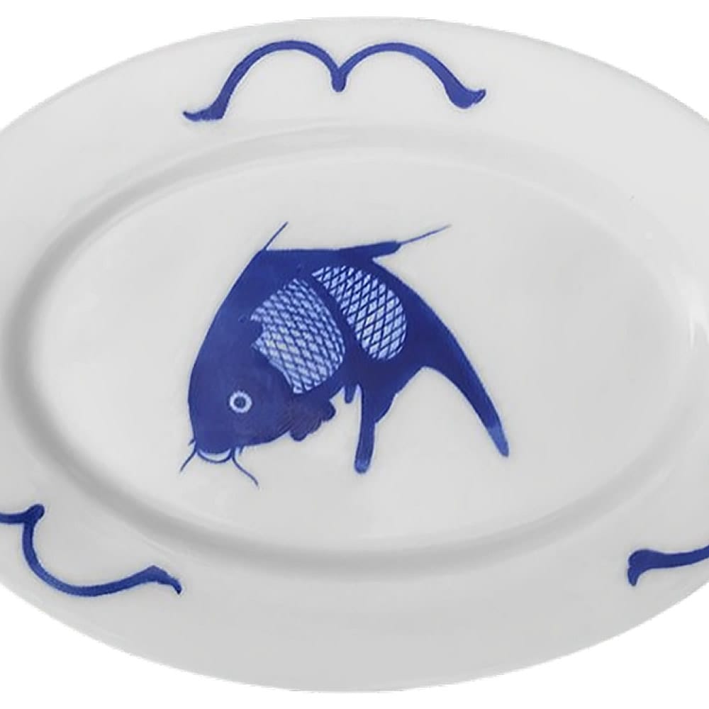 Blue Koi Carp Platter Close Up