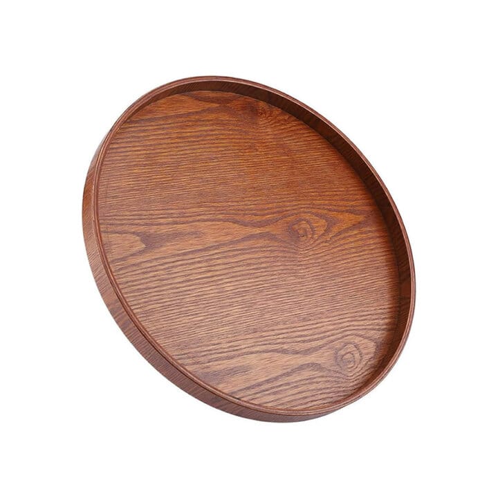 Natural Wood Round Serving Tray