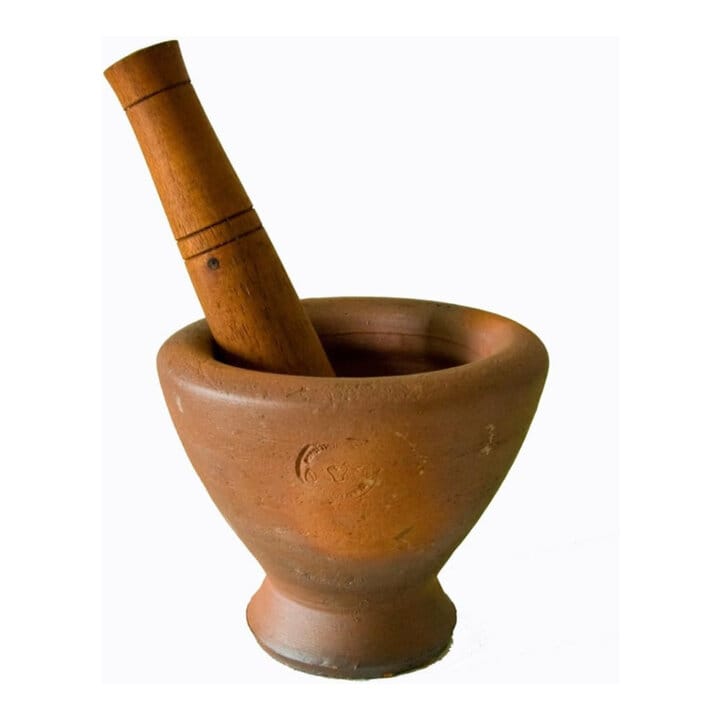Kruk Thai Clay Mortar &Amp; Wooden Pestle