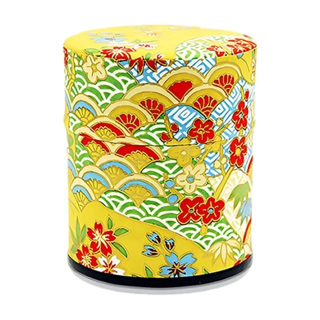 Kinpaku Seigaiha Matcha Canister Close