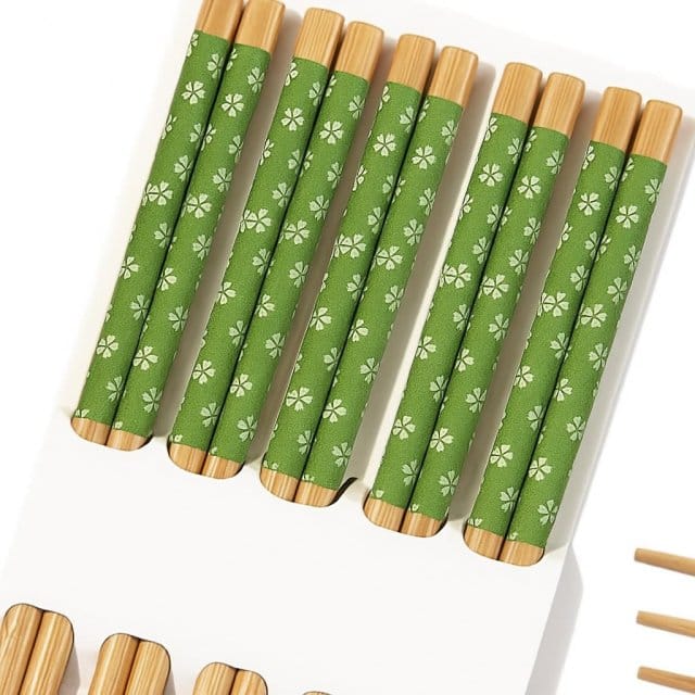 Bamboo Green Floral Chopsticks Set