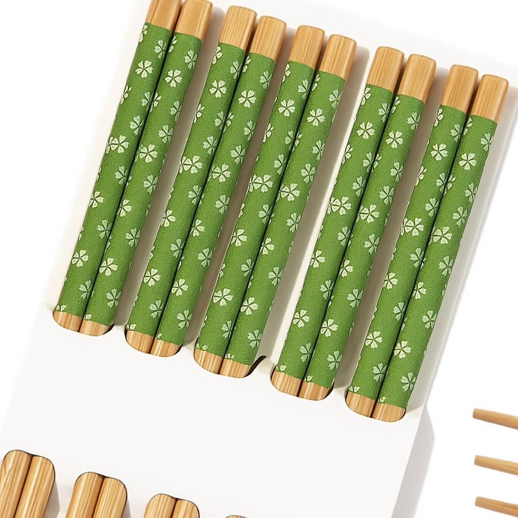 Bamboo Green Floral Chopsticks Set Bamboo Green Floral Chopsticks Set