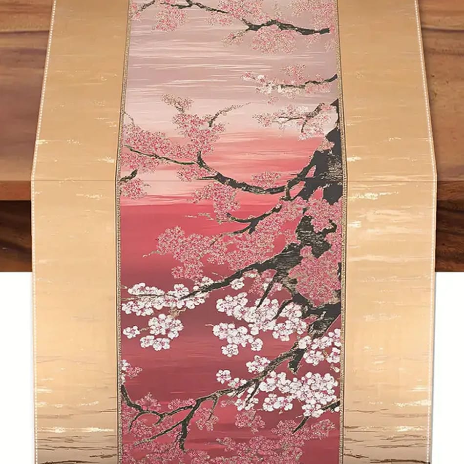 Japanese Spring Floral Table Runner