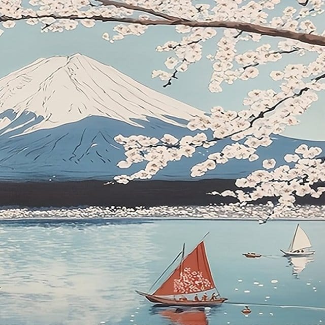 Mount Fuji in Bloom Placemat Detailed