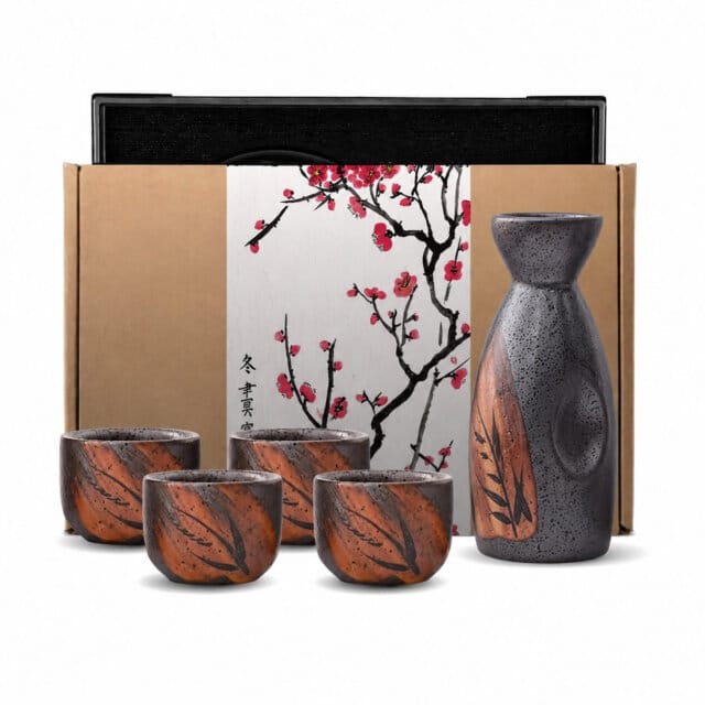 Momiji Kuro Sake Set & Serving Tray