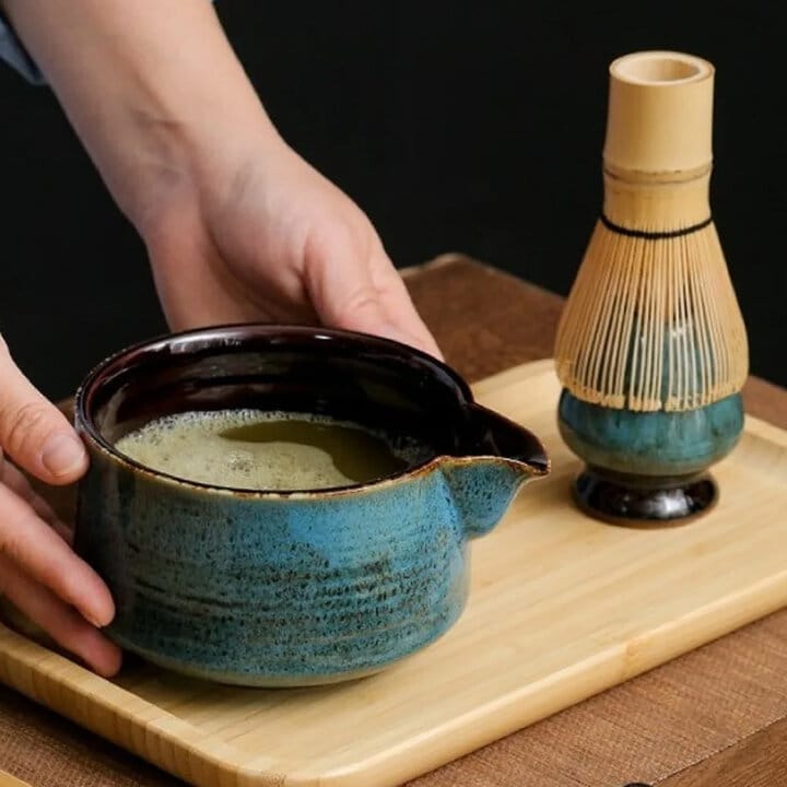 Serving Blue Seikai Matcha Tea Set Serving Blue Seikai Matcha Tea Set