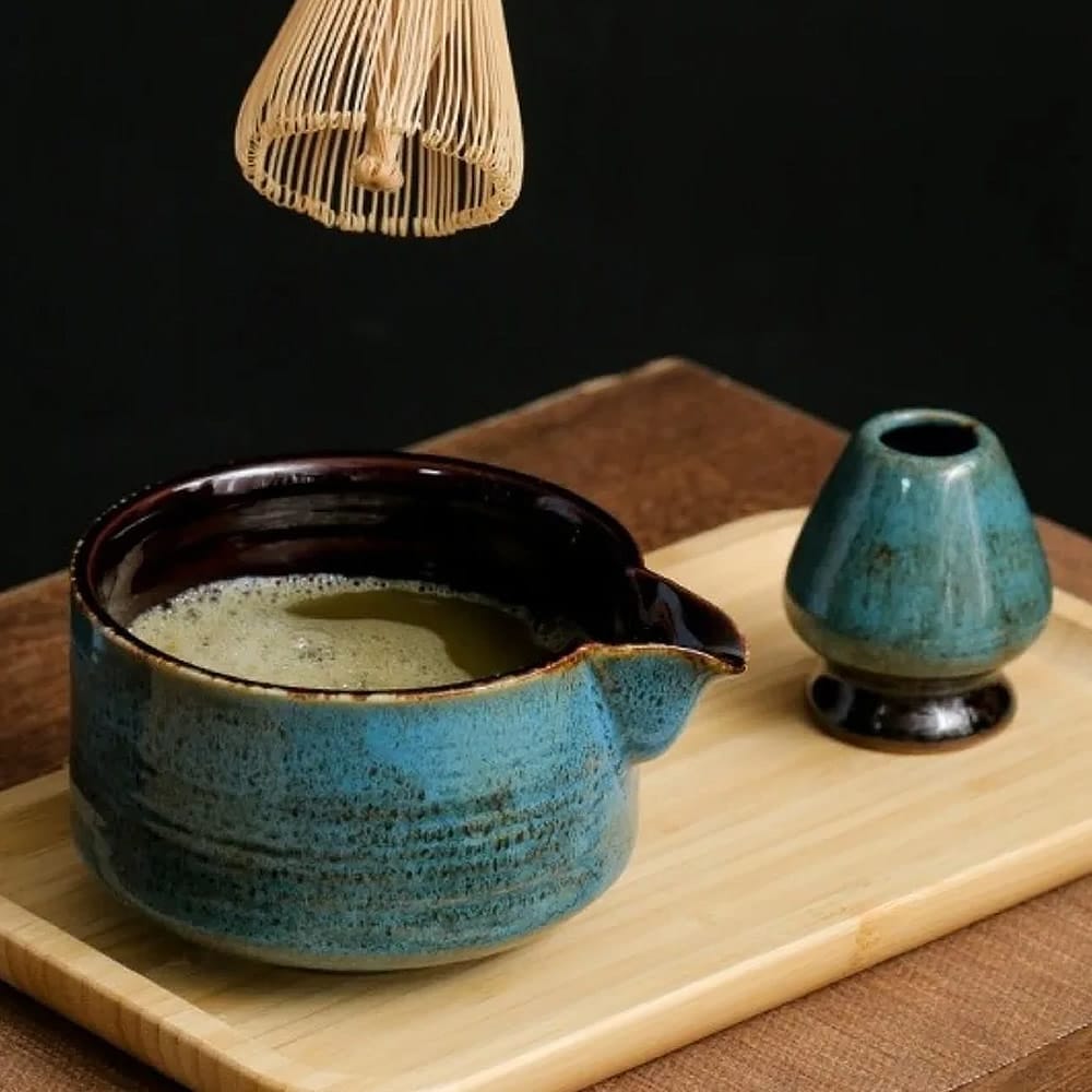 Serving Blue Seikai Matcha Tea Seto Serving Blue Seikai Matcha Tea Seto