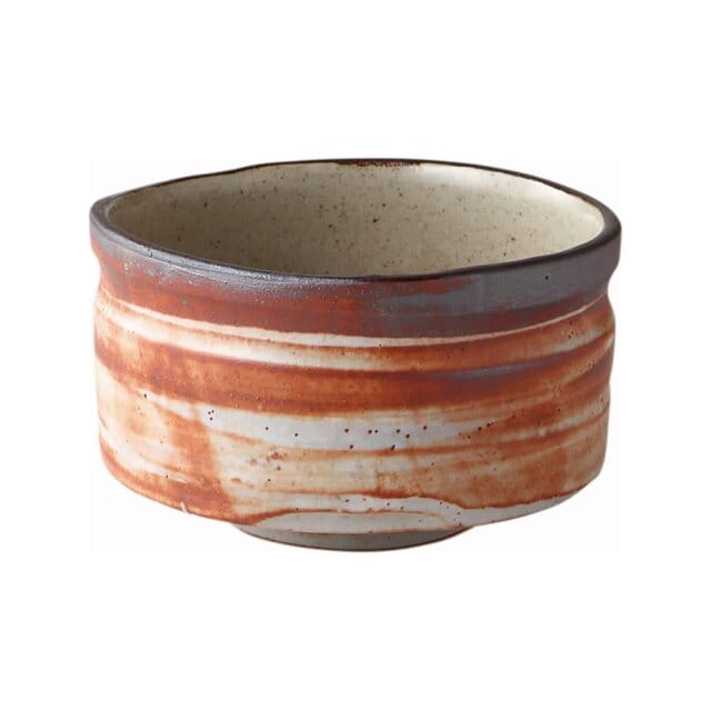 Shuzan Red Shino Matcha Bowl Close Up