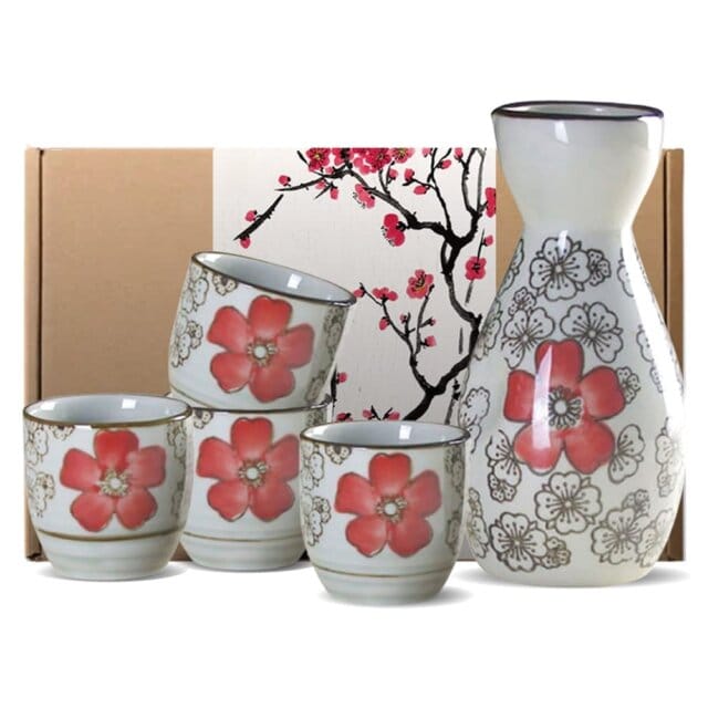 Spring Blossom Crimson Sake Set