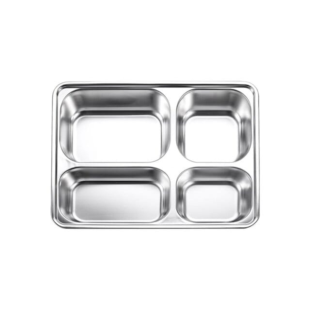 Stainless Steel 4 Compartment Bento Tray