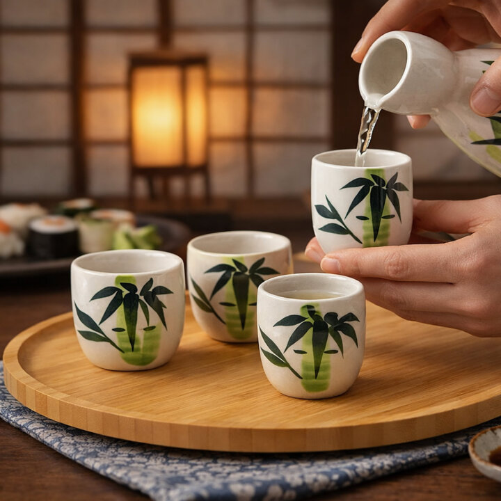 Bamboo Sake Tokkuri &Amp; Ochoko Sake Sets