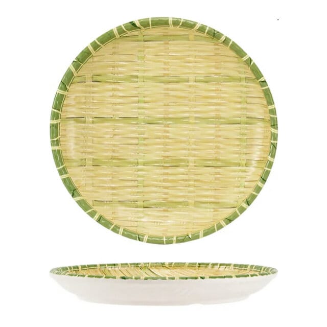 Bamboo Texture Round Melamine Plate