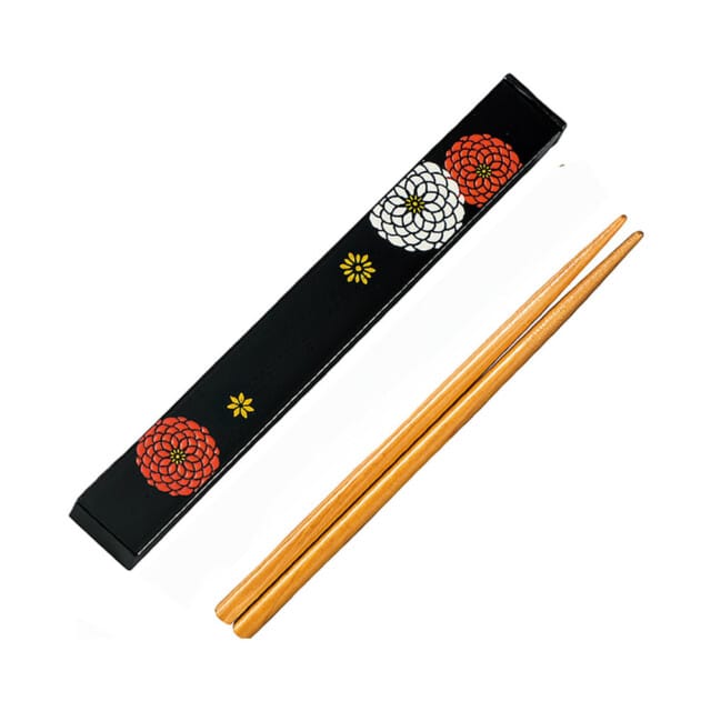 Kuro Chrysanthemum Chopsticks & Case Set