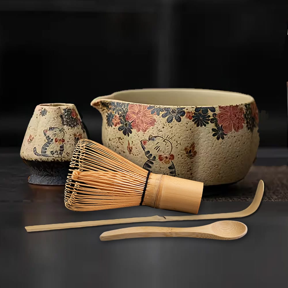 Neko & Autumn Bloom Matcha Set Holder