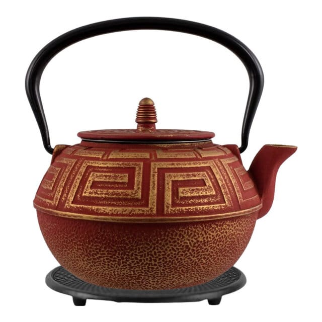 Red & Gold Majesutikku Cast Iron Teapot