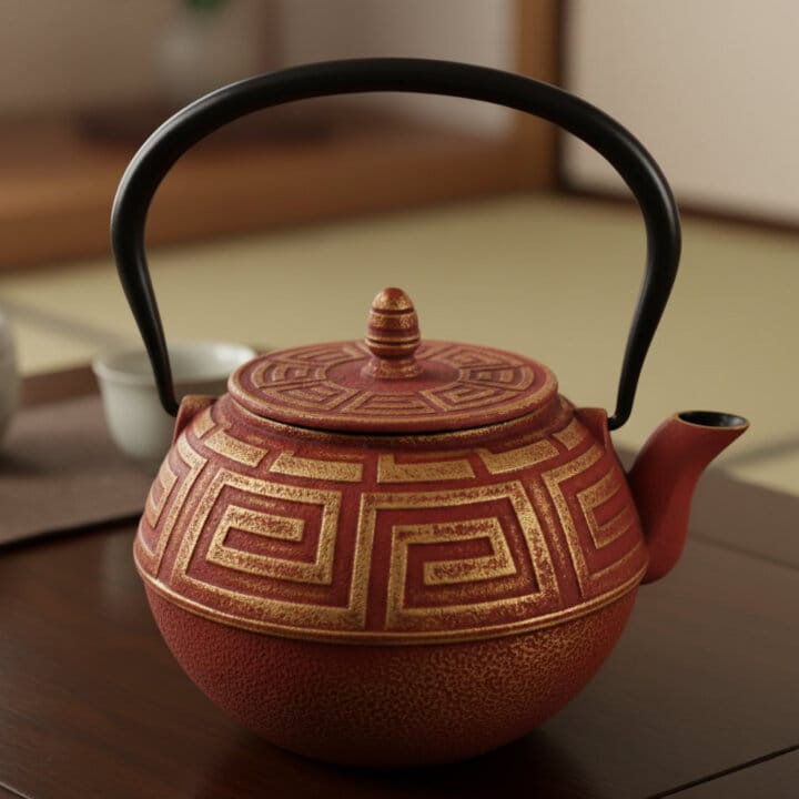 Red &Amp; Gold Majesutikku Cast Iron Teapot Red &Amp; Gold Majesutikku Cast Iron Teapot