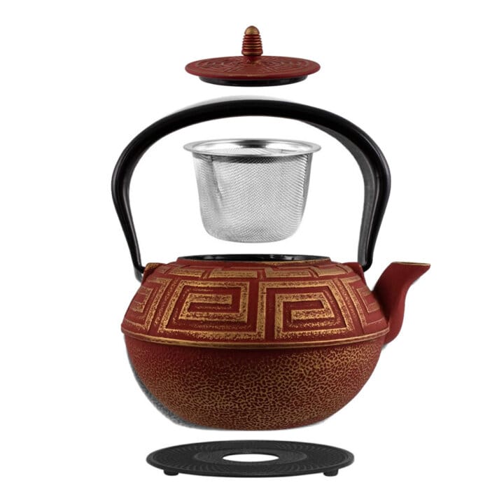 Red &Amp; Gold Majesutikku Cast Iron Teapot Accessories Red &Amp; Gold Majesutikku Cast Iron Teapot Accessories