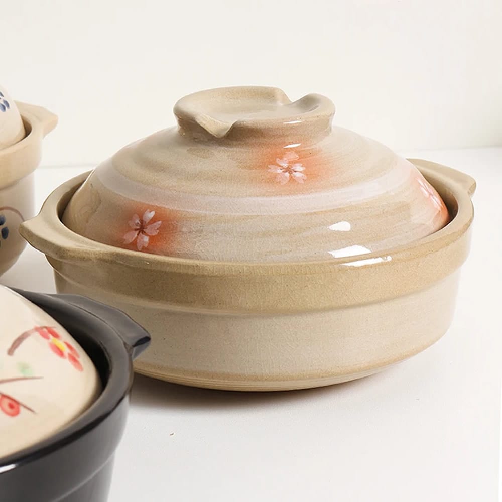 Sakura Hana Clay Pot Donabe Close