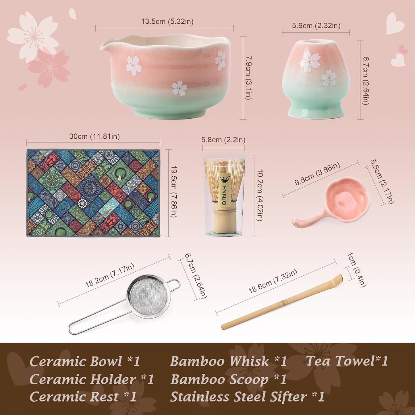 Ennjo 7 Piece Matcha Tea Set Included