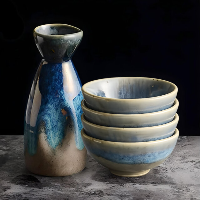 Seiran Tokkuri & Ochoko Sake Set