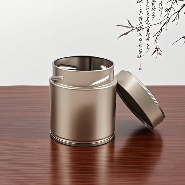 Silver Metal Matcha Canister