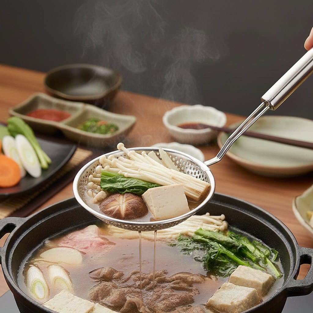 Stainless Steel Slotted Ladle Front