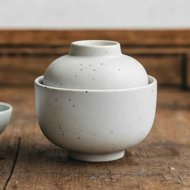 White Mattohowaito Bowl & Lid