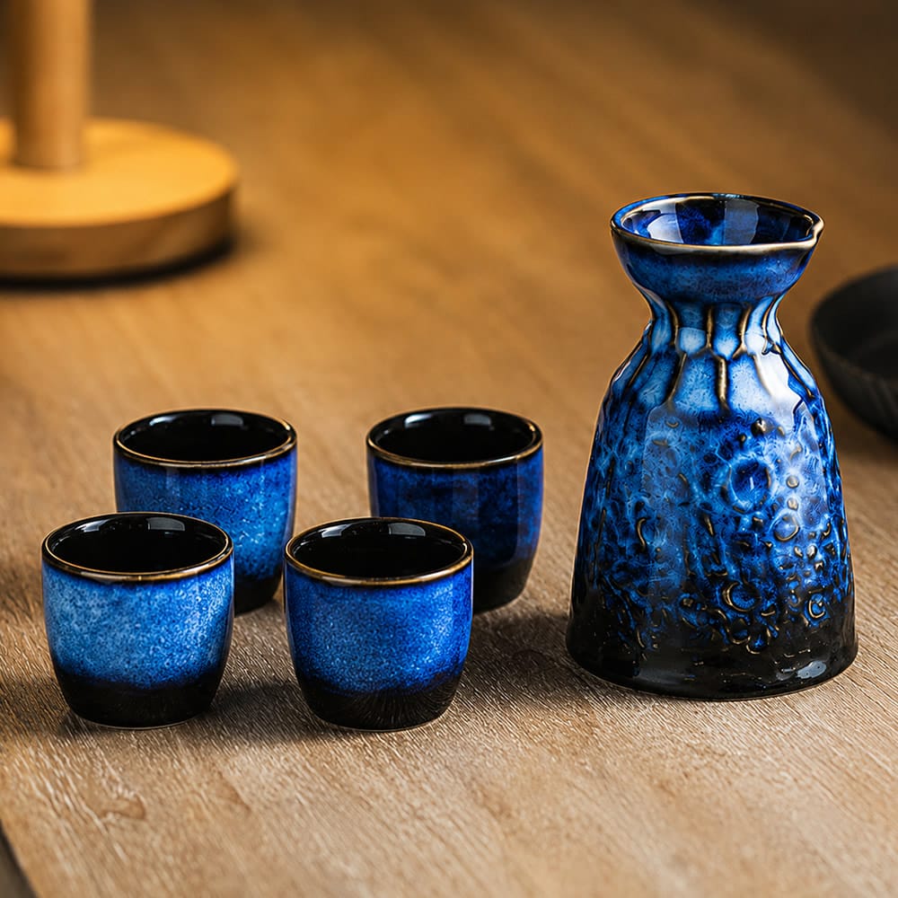 Artisan Glaze Midnight Blue Sake Set