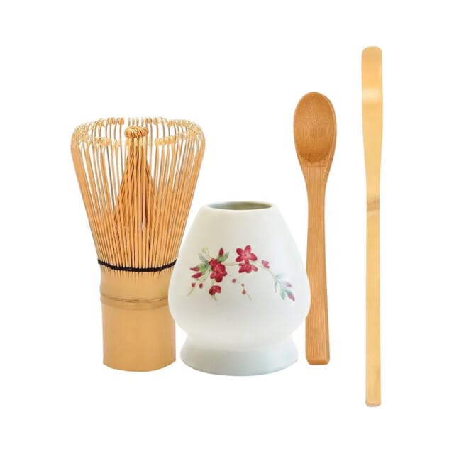 Floral Matcha Whisk & Holder Set