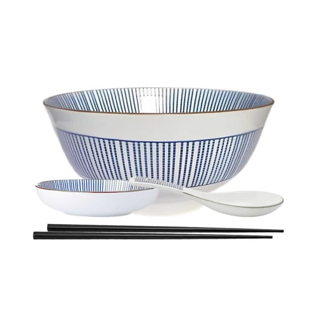 Hōshajō Blue Noodle Bowl Set