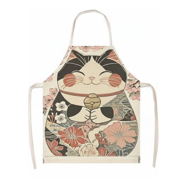 Maneki Neko Floral Apron