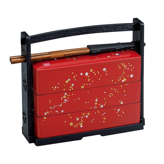 Red Sakura Lunch Box & Chopstick Set